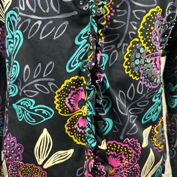 REDD Jeans Women's Sequin Multi Color Floral Print Jacket Blazer - Picture 4 of 11